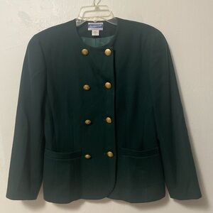 VTG Pendleton W Green Blazer, Gold  buttons, Double Breasted Size 8